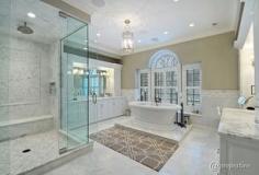
                    
                        Traditional Master #Bathroom with Bathtub, Shower, Wall Tiles, Master bathroom, Complex marble counters, Inset cabinets #luxurybathroom #designbathroom
                    
                