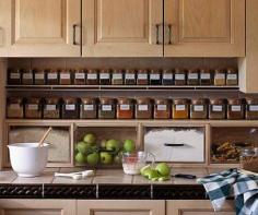 under-cabinet spice racks and pullout square bins for bulk stuff. 34 Insanely Smart DIY Kitchen Storage Ideas