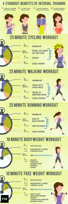 
                    
                        The Ultimate Guide to Interval Training - Only have 10-20 minutes a day to exercise, try this high intensity workout to burn fat. #exercise
                    
                