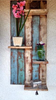 reclaimed pallet rustic/country multi shelf by upCycledreCreations, $70.00- awesome idea!