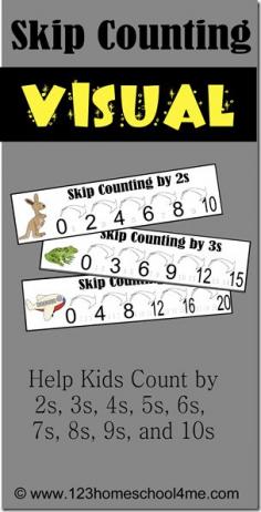 
                    
                        FREE Skip Counting Visual - Grasping the concept of skip counting can be difficult for kids, but this simple visual aid for counting by 2s-10s helps make it click for kids from Kindergarten and 1st grade through 4th grade. Kids who are good skip counters will have an easier time with multiplication fluency
                    
                