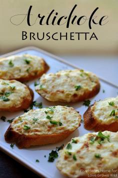 Artichoke Bruschetta ... delicious appetizer, snack, or light dinner when paired with a salad