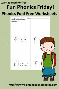 Learn to read!  Free Phonics Worksheets:  The Letter F.  More #free resources for teaching #phonics can be found at http://www.sightandsoundreading.com  #kindergarten  #kids #education