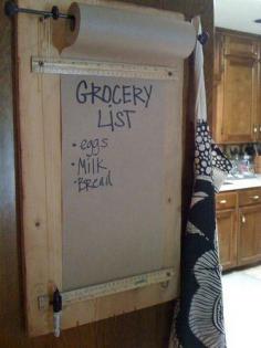 29 Insanely Easy DIY Ideas To Improve Your Kitchen Interior - A roll of brown paper makes a seemingly infinite place for grocery lists.