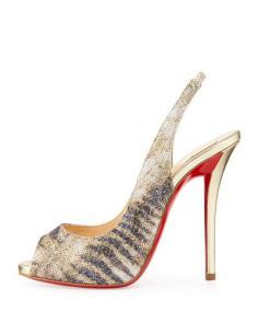 Turn heads with the glittery tiger-print of this Christian Louboutin slingback sandal.