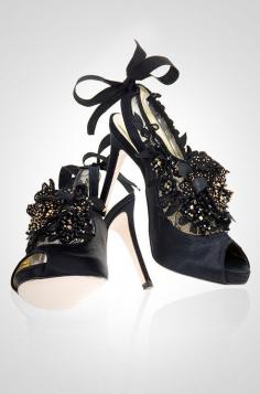 
                    
                        ... pair of black satin Miko-Couture wedding heels - Freya Rose
                    
                