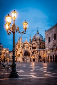 Piazza San Marco at dusk, Venice, Italy #honeymoon #travel #Europe