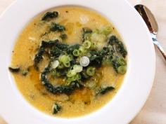 
                    
                        Hearty Vegan Polenta and Kale Soup With Miso and Toasted Sesame Oil
                    
                