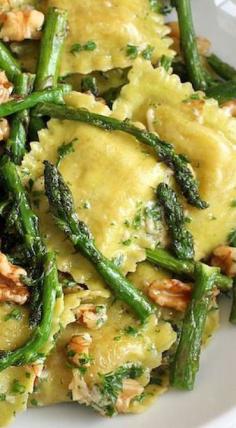 
                    
                        Ravioli with Sauteed Asparagus and Walnuts by mrsfork #Ravioli #Asparagus #Walnuts
                    
                