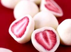 Dip strawberries in greek yogurt and freeze. What a fantastic, healthy snack. Would be good.. but cutting yogurt out of my diet.. so just frozen strawberries :)