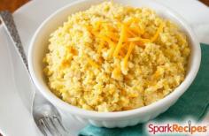 Quinoa and Cheese! Quick to make and so delicious! | via @SparkPeople #food #recipe #protein #glutenfree #flourless