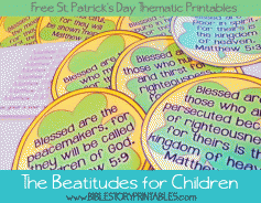 
                    
                        Memorize the Beatitudes by St. Patrick's Day.  Bible Verse Printables for Kids
                    
                