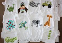 
                    
                        Simply This and that: Fabric Applique Boy Onesies.
                    
                