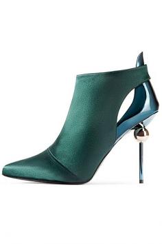 Roger Vivier Green Cut-Out Ankle Boots Fall Winter 2014 #Shoes #Heels #Booties #beautyinthebag