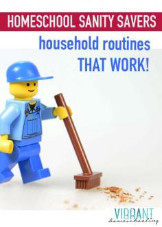 
                    
                        Daily and weekly household routines are key for homeschooling sanity. But you don't have to have a perfect routine--just one that works for your family). Vibrant Homeschooling
                    
                