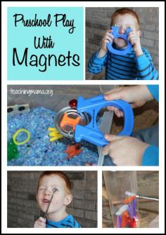 
                    
                        Preschool Play with Magnets -- Playing with magnets are SO much fun! There's so much to explore and play with. Here are some play activities your preschooler will love!
                    
                