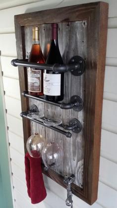 
                    
                        Wine Rack, Reclaimed Wood, barn wood, Industrial, pipe, wine julia, on Etsy, $179.40 CAD
                    
                