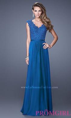 
                    
                        Floor Length V-Neck La Femme Dress at PromGirl.com
                    
                