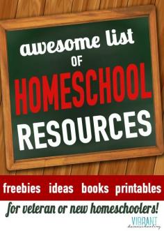 
                    
                        Dozens and dozens of links to great homeschool resources--many of them free! Don't miss these links to freebies, ideas, books and printables that can help any homeschooler! Vibrant Homeschooling
                    
                
