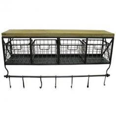 It's on sale at Hobby Lobby site! Yes, please! Perfect for organizing anything from office supplies to kitchenware, this metal and wood shelving unit features 4 baskets and 7 hooks.