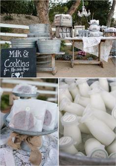 Milk & Cookies Dessert Bar. Pssst @Chantelle Wilson Wilson Wilson Wilson - you have to check out Rustic Wedding Chic's boards. ... SO. MANY. http://pinterest.com/rusticwedchic/