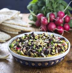 
                    
                        Hot Layered Hummus - Turkish inspired - Creamy hummus baked with spiced butter and pine nuts - served hot, topped with chopped radishes, cucumbers and sun dried tomatoes. #PartyFood
                    
                