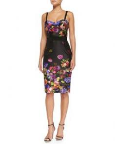 
                    
                        T8XSV Milly Bouquet Floral-Print Sateen Dress
                    
                