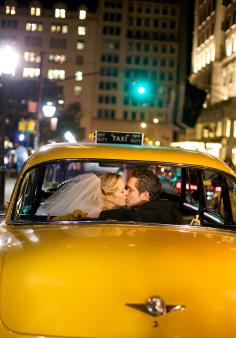 Taxi wedding getaway car