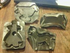 
                    
                        3.25in x 4in (horse) Handles on al Four Early/Old Tin Cookie Cutters PONY, CHICK, KITTY CAT, ANGEL Americana  #Americana
                    
                