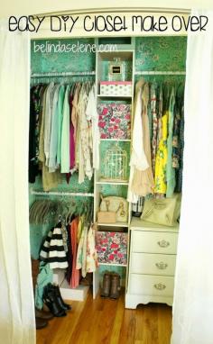 
                    
                        Easy DIY Closet Make Over  This is really cheap, affordable, and beautiful!  www.BelindaSelene...
                    
                