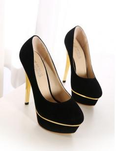 
                    
                        black and gold pump high heel
                    
                