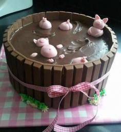 pig cake with kit kats | Swimming Pigs Kit Kat Chocolate Cake | Fun Cake Ideas