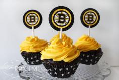 Boston Bruins Cupcake Toppers set of 12 by ThePerfectPartyShop, $12.00