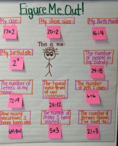 Love this! And I do not even teach math! Figure me out math activity! Great for getting to know/beginning of the year! (Picture only)