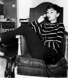 1. Striped Shirt You already know the preppy stripe is a classic, but how effortless does it look on Hepburn?