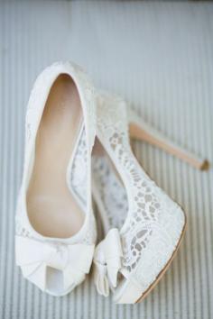 White lace wedding heels