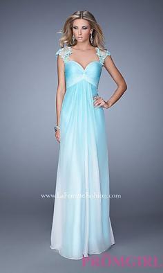 
                    
                        Sweetheart Ombre Gown with Cap Sleeves by La Femme at PromGirl.com
                    
                