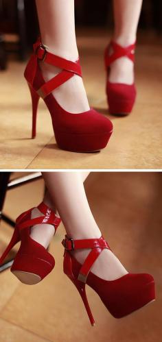 
                    
                        Red criss cross stiletto heels
                    
                
