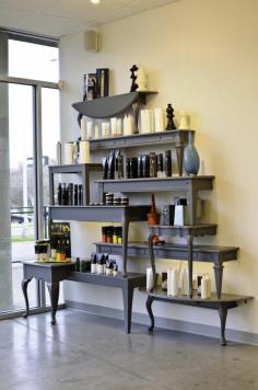 Love the table stacking...Ideas For A Stylish Beauty Salon