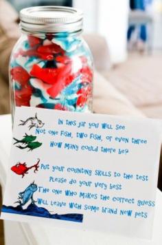 Dr. Seuss Baby Shower Games | Counting fish Dr Seuss game. #babyshower