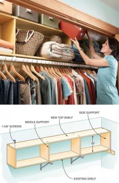 
                    
                        Two-Story Closet Shelves: #building #plans for taking advantage of extra vertical space #storage #organization
                    
                