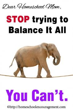 
                    
                        Balancing It All is not the goal. What is the goal? Why are you here? What can you do to find balance? Homeschool Moms perspective.
                    
                