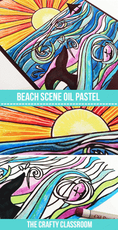 
                    
                        Art Projects for Kids: Oil Pastel Beach Scene.  Full Photo Tutorial drawing, inking and coloring.
                    
                
