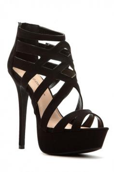 Black Faux Suede Cross Strap Platform Heels @ Cicihot Heel Shoes online store sales:Stiletto Heel Shoes,High Heel from CICI HOT