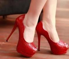 
                    
                        red hot red peep toe high heels
                    
                