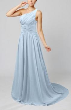 
                    
                        Ice Blue Cinderella Asymmetric Neckline Sleeveless Half Backless Court Train Bridesmaid Dresses
                    
                