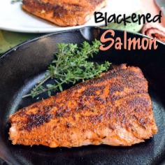 Blackened Salmon: Combine garlic salt, paprika, onion powder, oregano, black pepper, cayenne pepper and thyme. Mix it together and rub mixture on both sides of fish. via TurVs