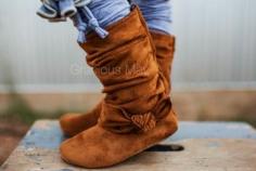 
                    
                        Chestnut Suede Ruched Boots
                    
                