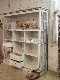 Painted Cottage Chic Shabby Cape Cod Farmhouse Cabinet. Salvaged parts