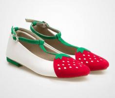 
                    
                        Strawberry Flat Shoes  by Ba-na-na. A cute flat shoes with strawberry shape in front, green heels, cute flat shoes, with a combination of green, red and white, with green buckle accent on the back for closure. Cute flat shoes for everyday use. www.zocko.com/...
                    
                